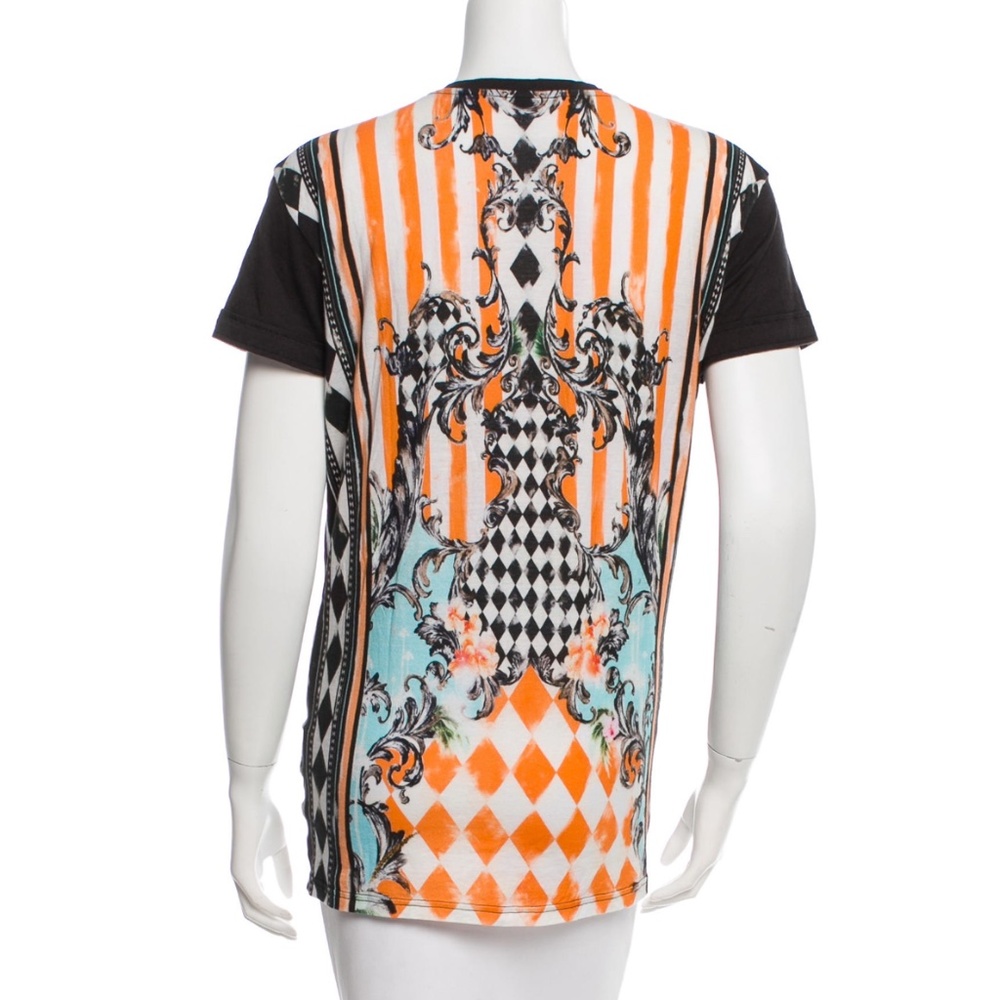 Balmain cotton v-neck short sleeve tee in harlequin print - Picture 3 of 11